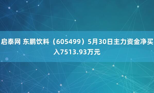 启泰网 东鹏饮料（605499）5月30日主力资金净买入7513.93万元