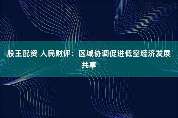 股王配资 人民财评：区域协调促进低空经济发展共享